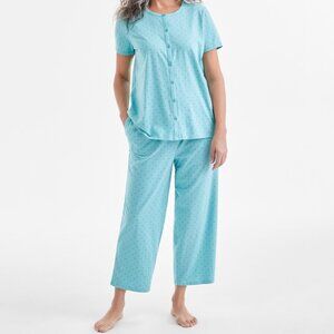 NWT...Charter Club Women's 2-Pc. Cotton Printed Cropped Pajamas Set, Created for